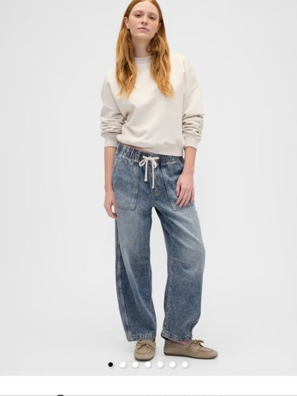 GAP Women's Light Wash Relaxed Drawstring Barrel Jeans - Picture 6 of 11